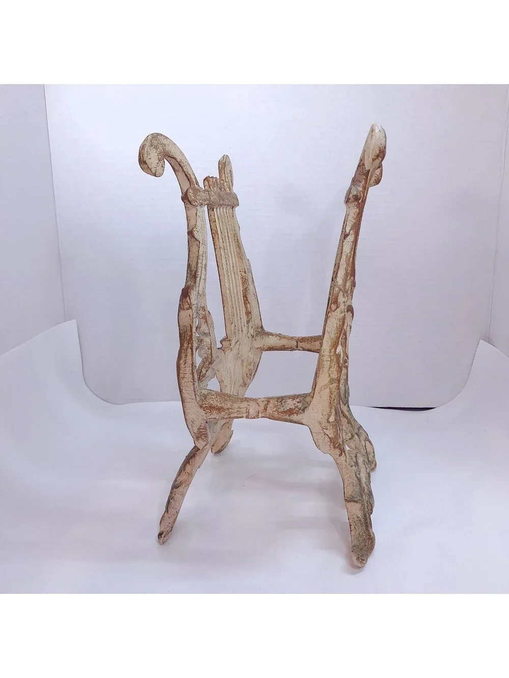 Vintage Musical Lyre Magazine Sheet Music Rack heavy cast metal ivory gold